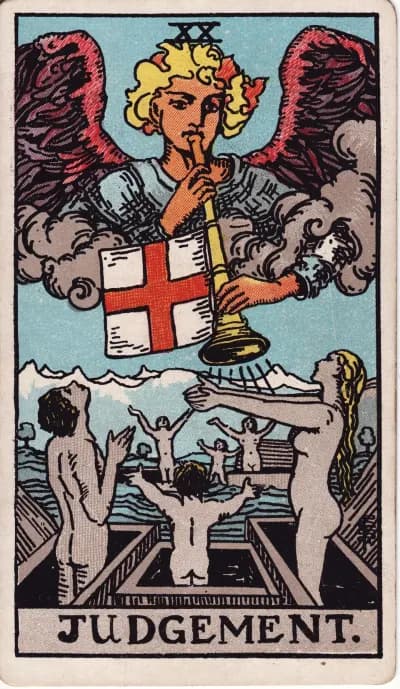 The Judgement tarot card (Rider–Waite–Smith, 1909)
