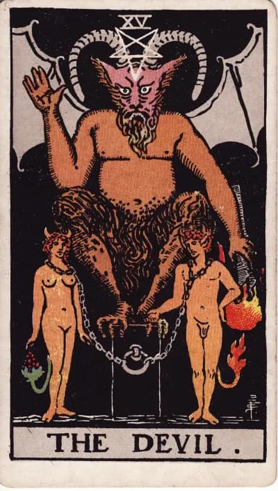 The The Devil tarot card (Rider–Waite–Smith, 1909)
