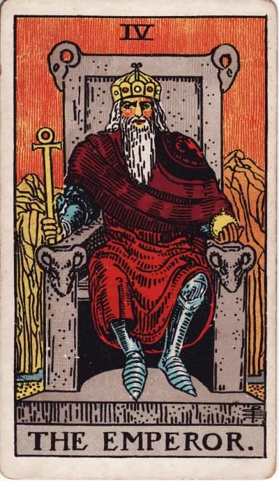 The The Emperor tarot card (Rider–Waite–Smith, 1909)