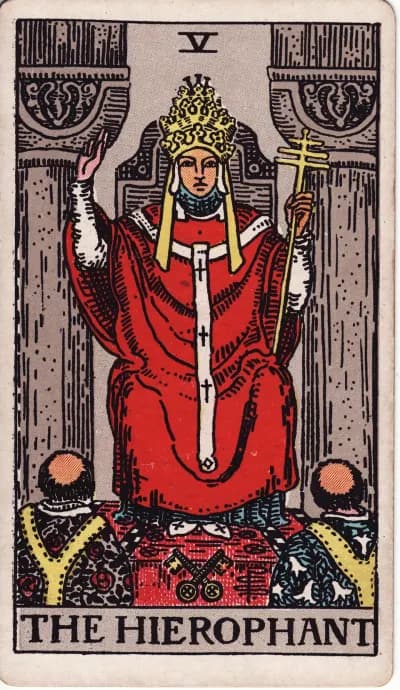 The The Hierophant tarot card (Rider–Waite–Smith, 1909)