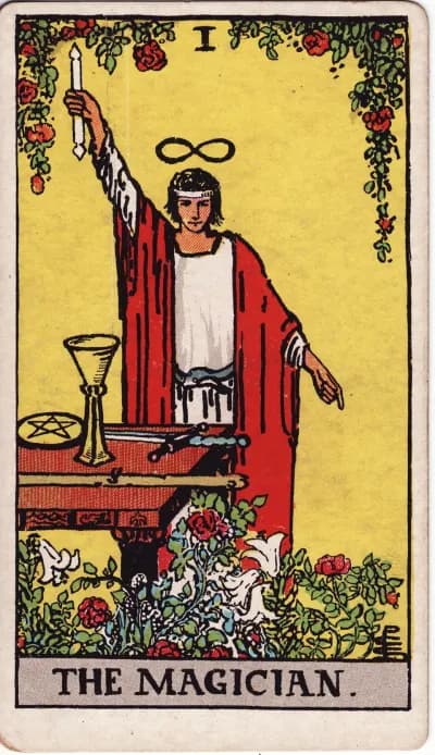 The The Magician tarot card (Rider–Waite–Smith, 1909)